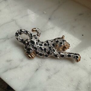 Leopard Brooch with Black and Gold Accents